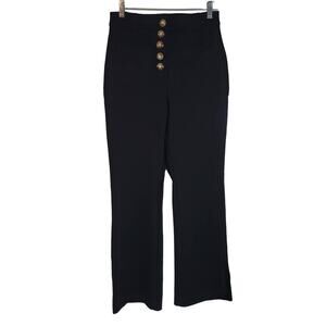 House of Harlow 1960 Size 2 Wide Leg Button Front Patched Pockets Pants‎ Black